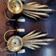 Pair of gold metal foliage spray sconces in the Bagues style - Vintage 70's