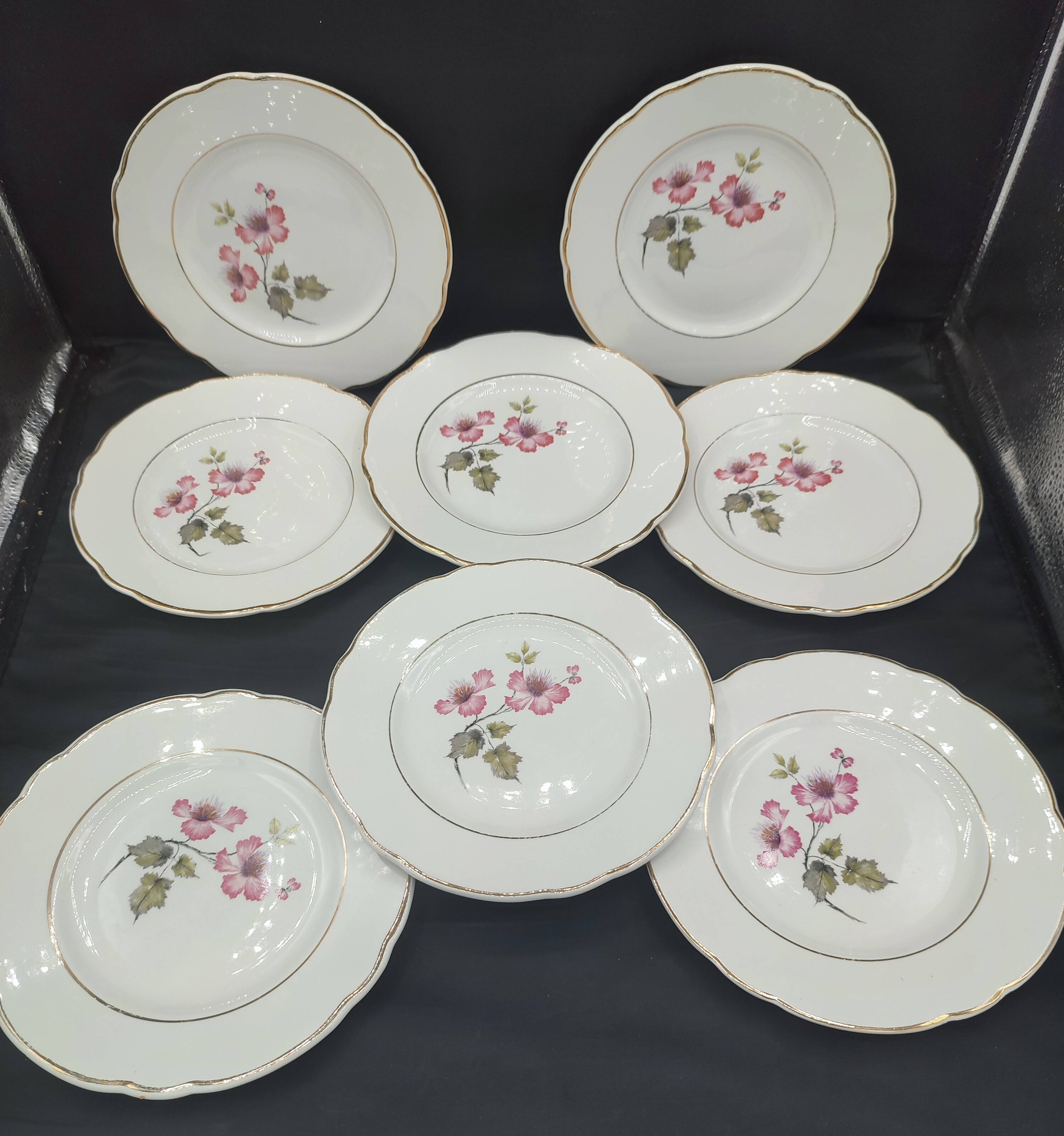 Set of 8 antique Lunéville-Badonviller plates Model "Madrigal"