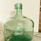 Blueish green Dame-Jeanne carboy, vintage French, Viresa Bandeira