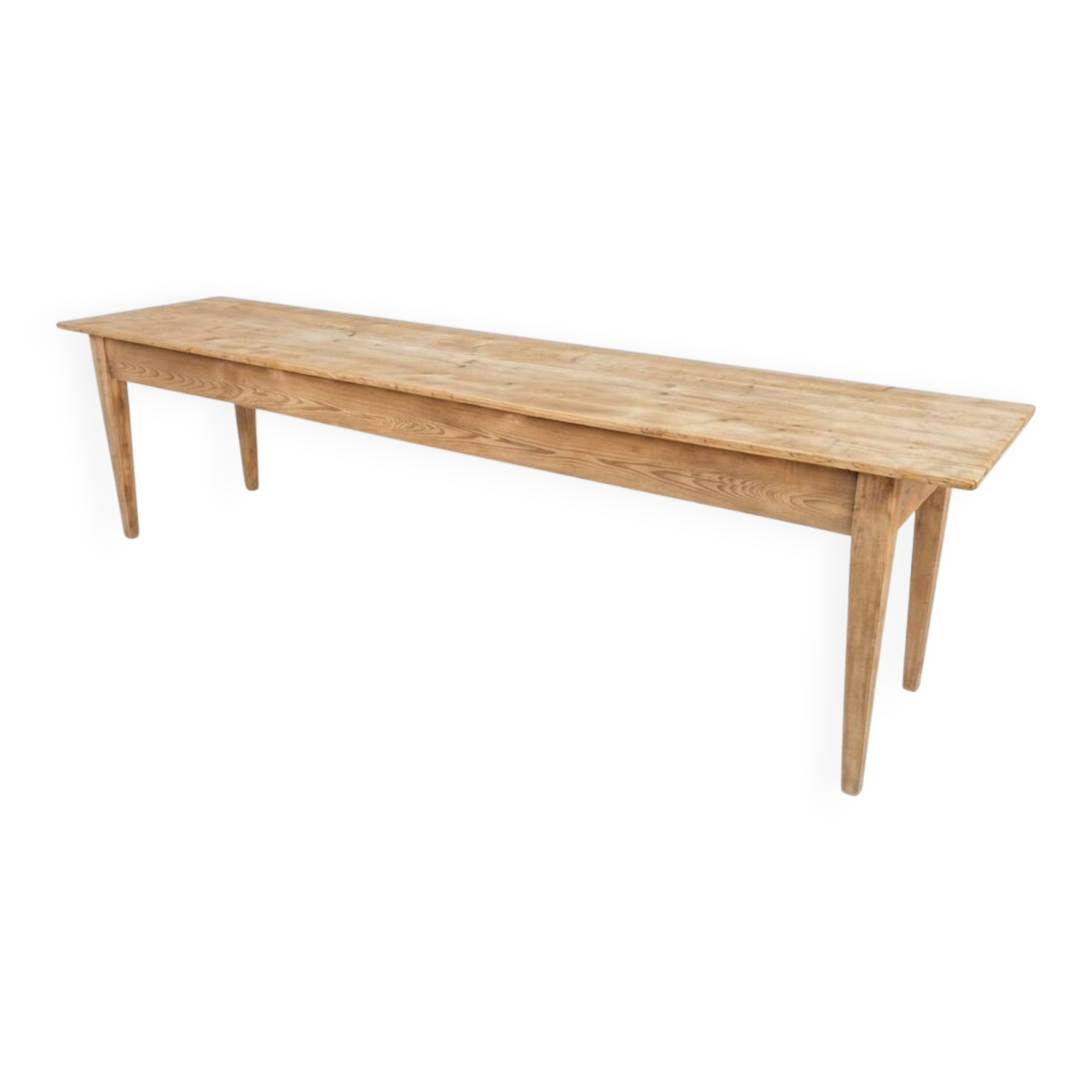 Very large farmhouse table 300 cm in fir from 1900, natural raw wood brewery.