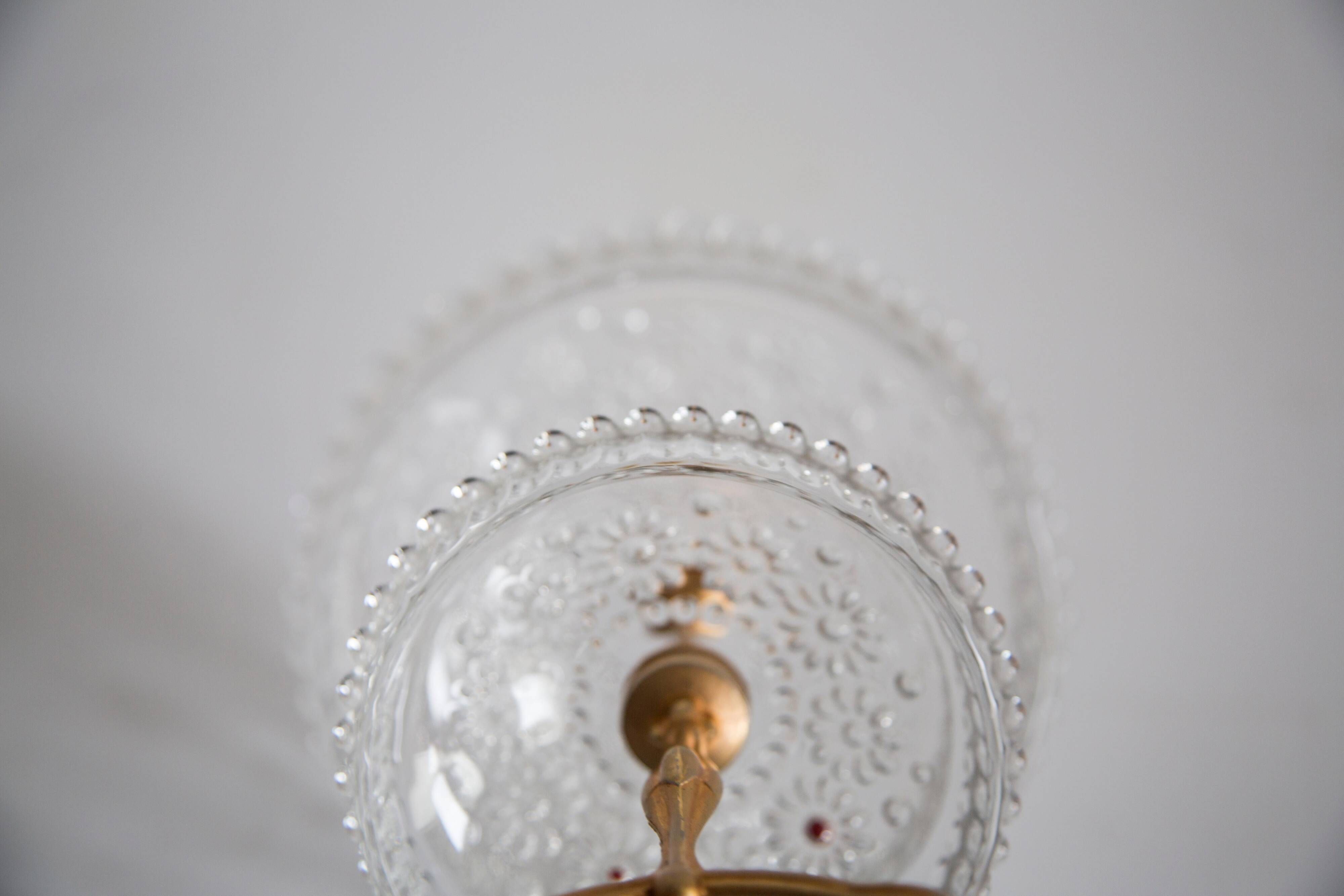 Vintage transparent crystal glass decorative plate, Italy, 1960s.