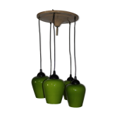Suspension lustre cascade 5 globes opaline vintage