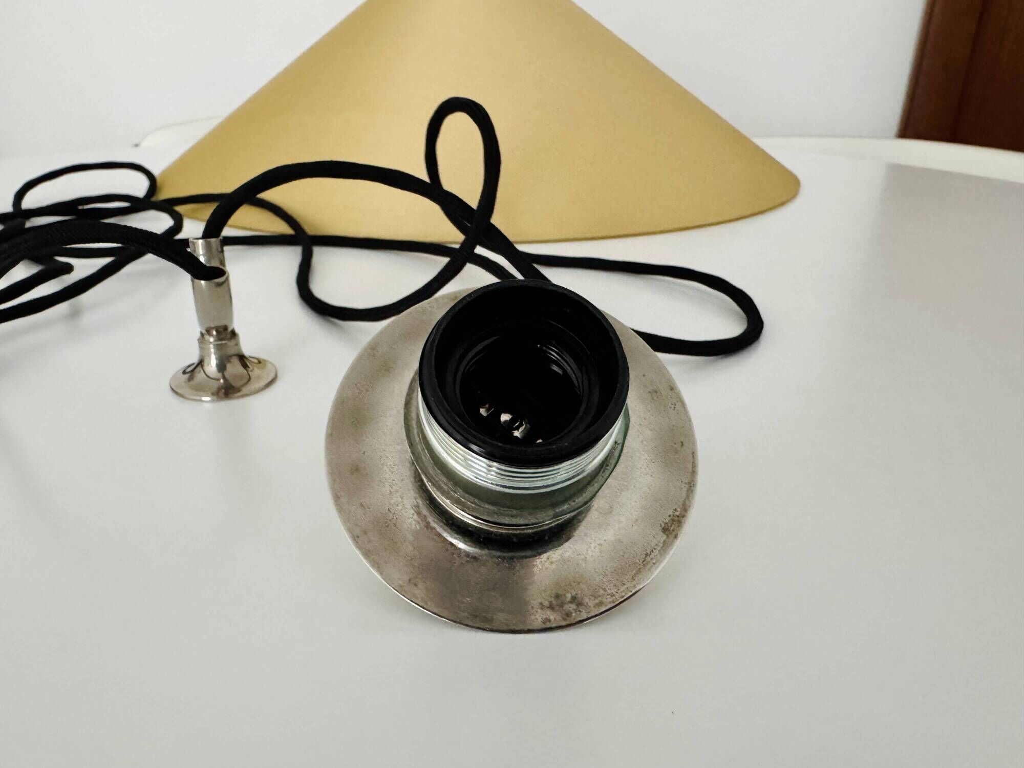 Adjustable Nickel Plated Pendant Lamp with Counterweight by Florian Schulz