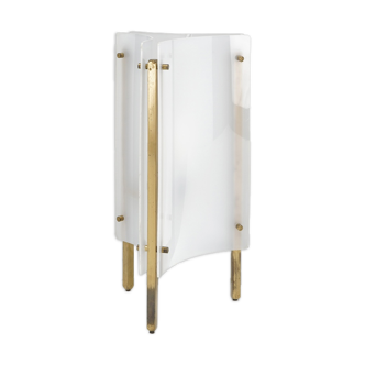 French tripod lamp of the 50s in perspex and solid brass