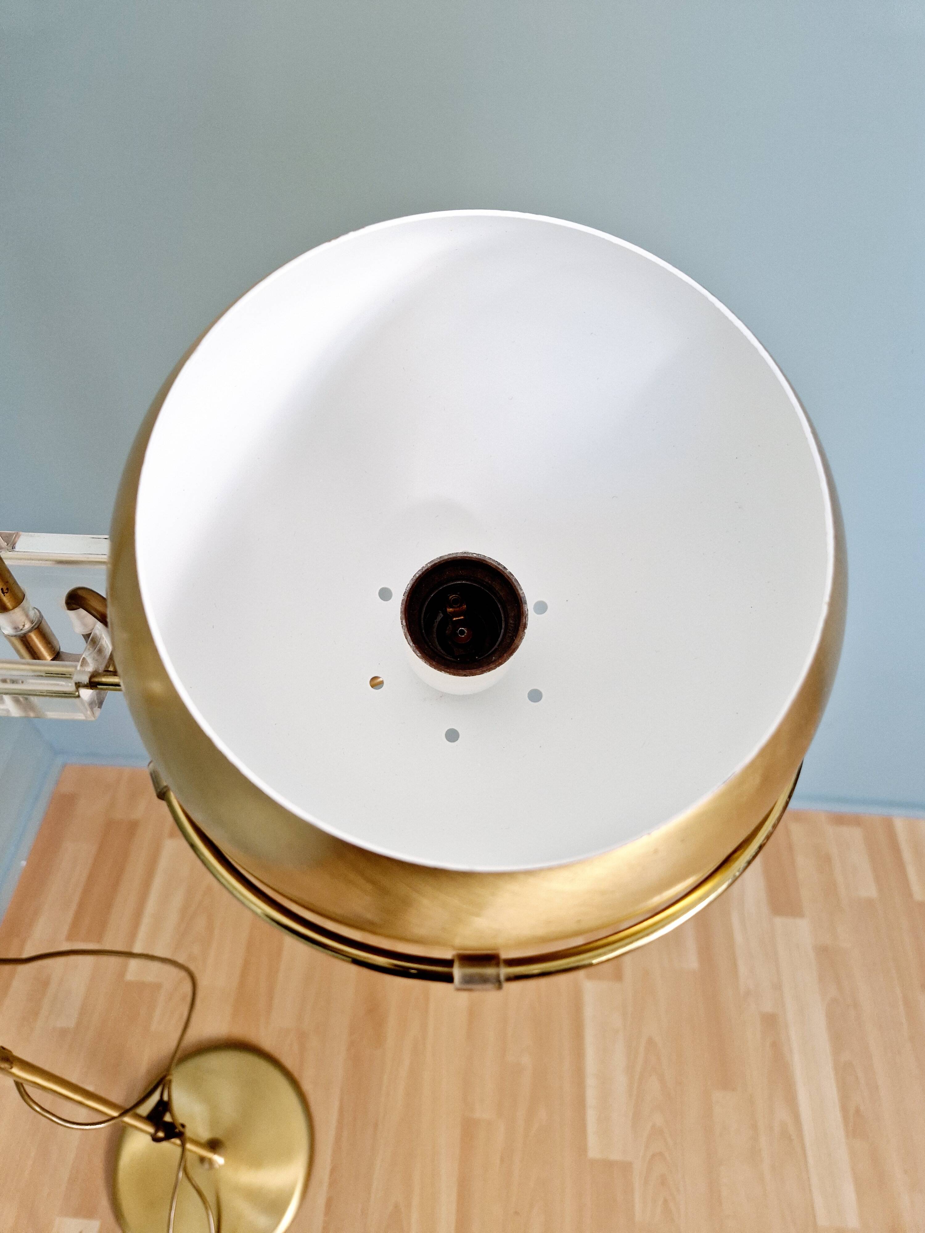 Eyeball double arc floor lamp in brass, GEPO (Netherlands), 1970s