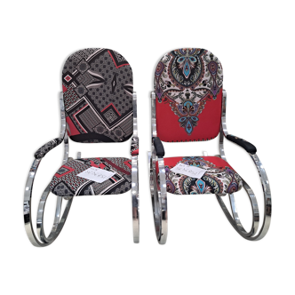 Rocking-chairs chromés italiennes MCM 1970