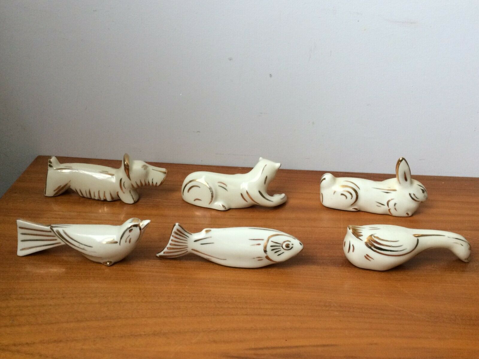 Lot de 6 porte couteaux animaliers en porcelaine de Limoges