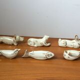 Set of 6 animal knife holders in Limoges porcelain