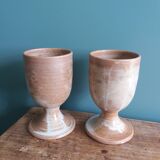 Verres à pied tasses mazagrans en grès de Puisaye