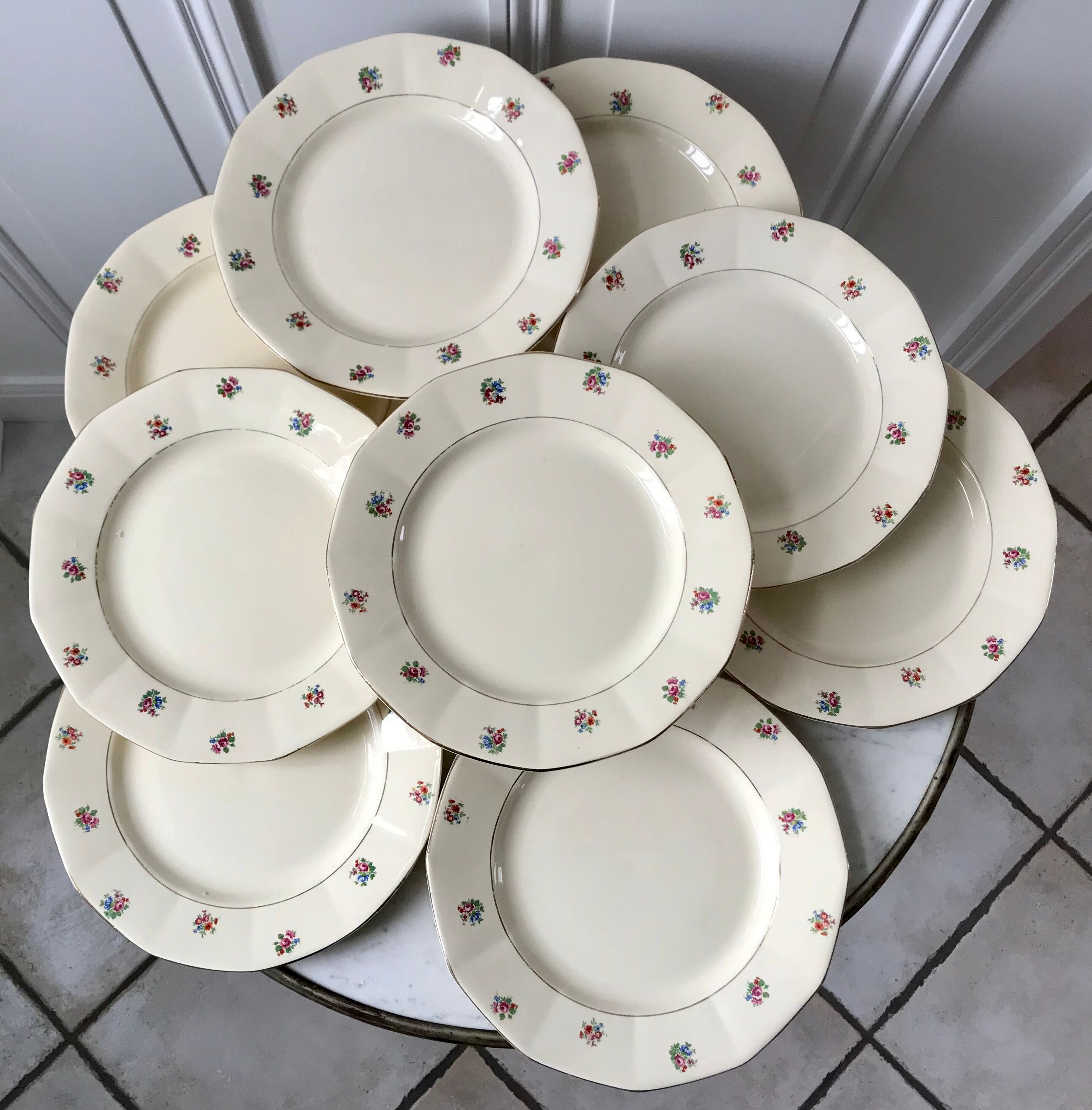 Set of 9 flat plates Digoin Sarreguemines years 40-50