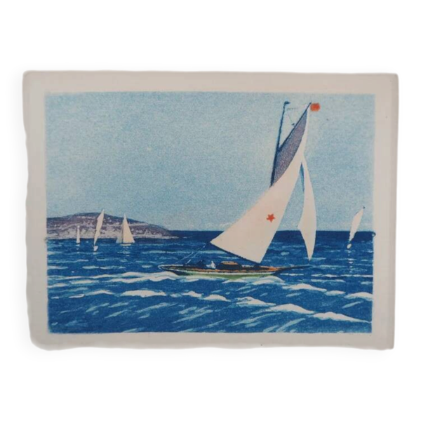 René Ligeron : Régate sur l'Atlantique, gravure originale signée — Beyit