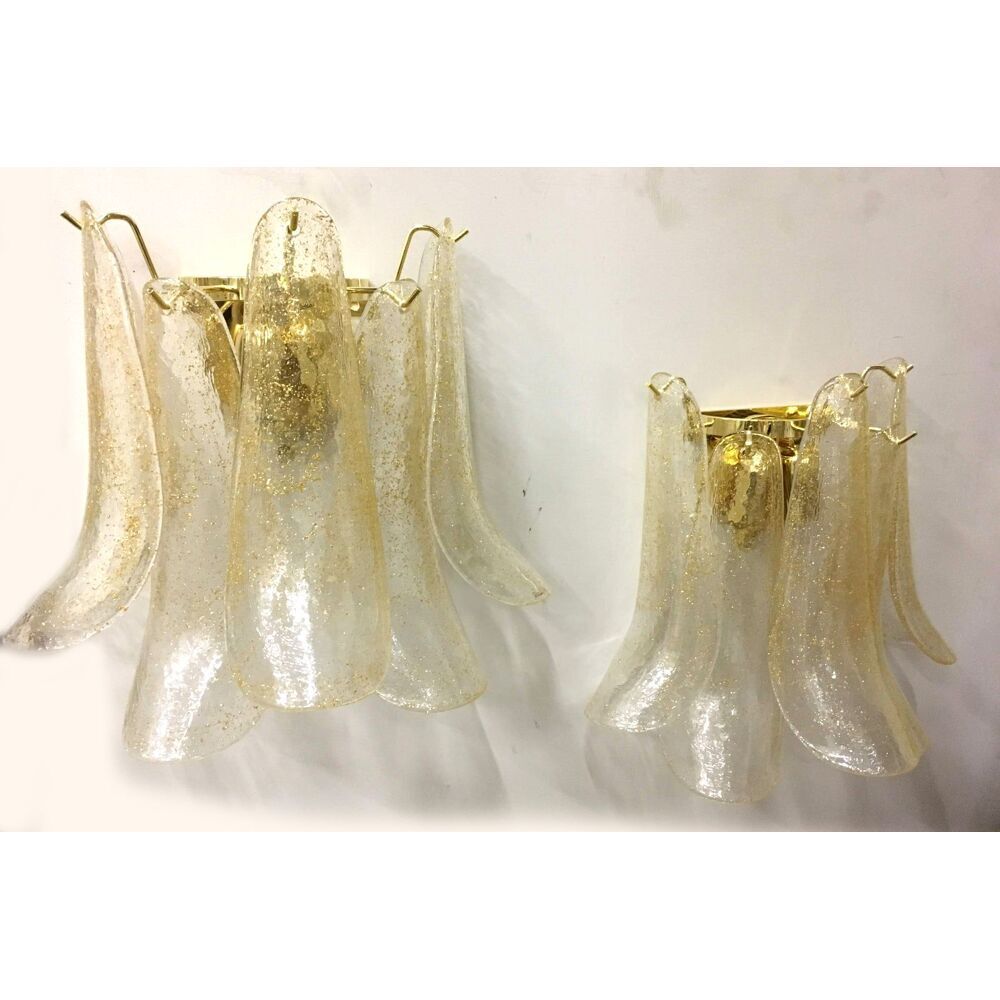 Clear-gold “selle” murano glass wall sconces