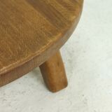 Rustic Solid Oak Round Coffee Table 1970s