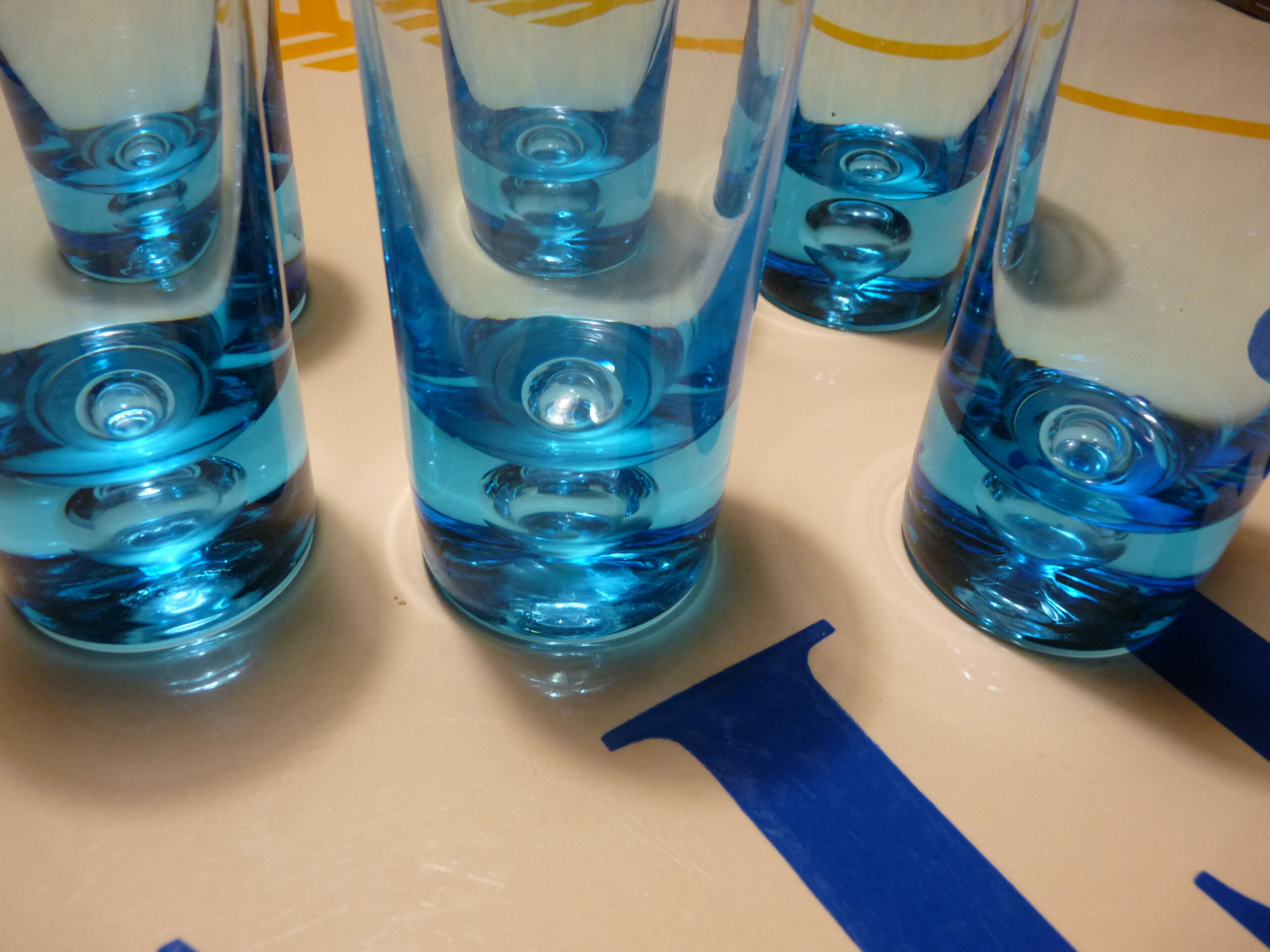 Verres a orangeade coktail bleus turquoise vintage
