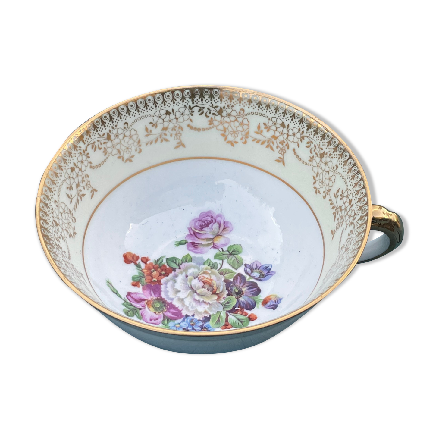 Limoges porcelain tea cup, signed