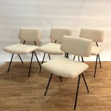 Set of 4 reupholstered Pierre Guariche chairs
