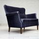 1960s, Danish 2-seater sofa, original blue furniture velour, beech wood.