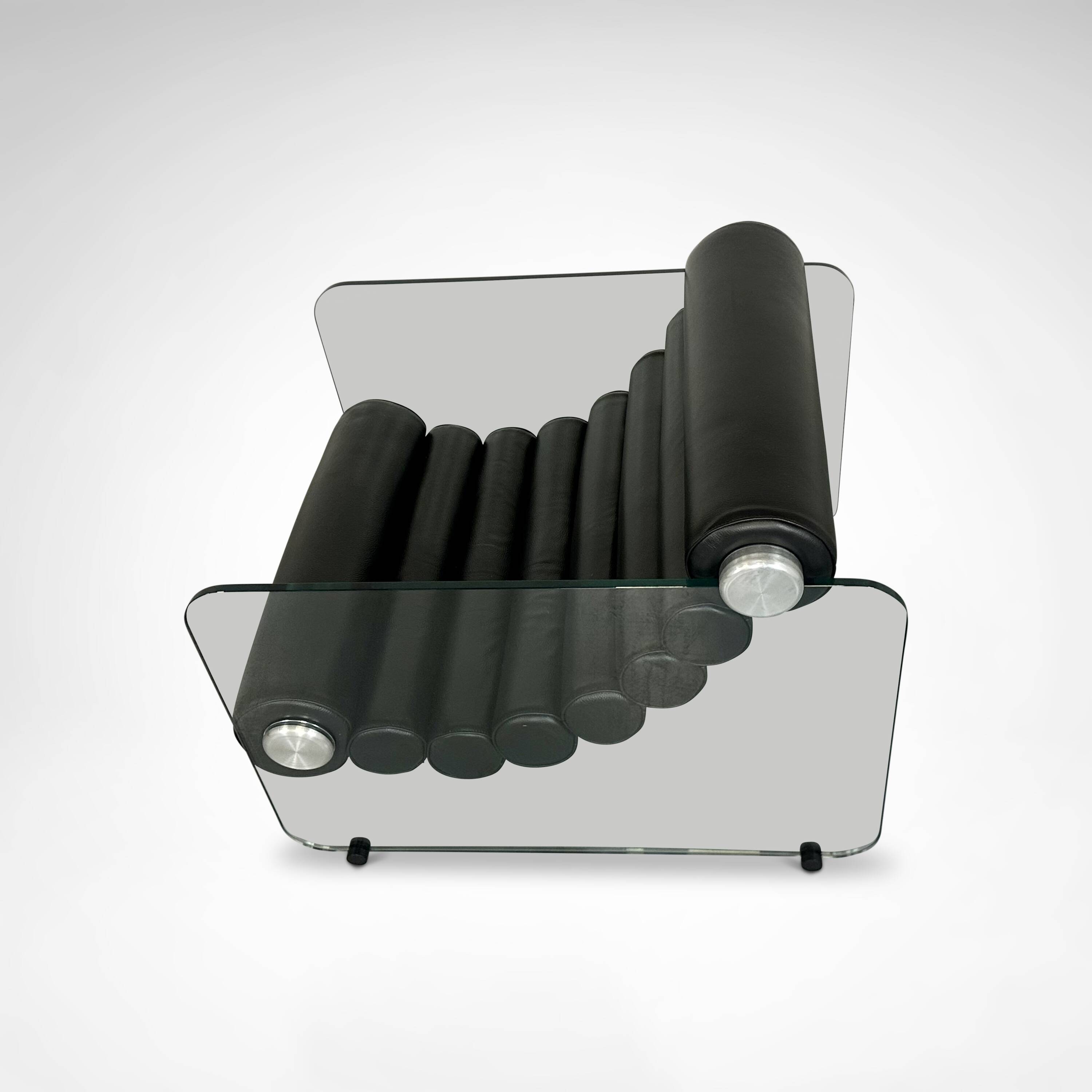 Hyaline leather and glass armchair by Fabio Lenci for Comfortline Italy 196.