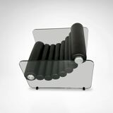 Hyaline leather and glass armchair by Fabio Lenci for Comfortline Italy 196.