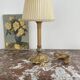 Antique, lamp, bronze, candle holder, gold, cloisonné enamel, ecru white lampshade, flower decor, leaf