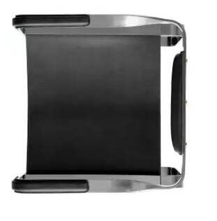 Armchair, silver steel and black leather, contemporary style.