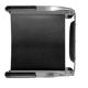 Armchair, silver steel and black leather, contemporary style.