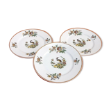 3 flat plates Porcelain of Limoges France "Crane ashy" ...