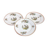 3 assiettes plates Porcelaine de Limoges France  " Grue cendrée "  ...