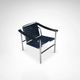 LC1 blue and black ponyskin armchair by Le Corbusier et al for Cassina 1990
