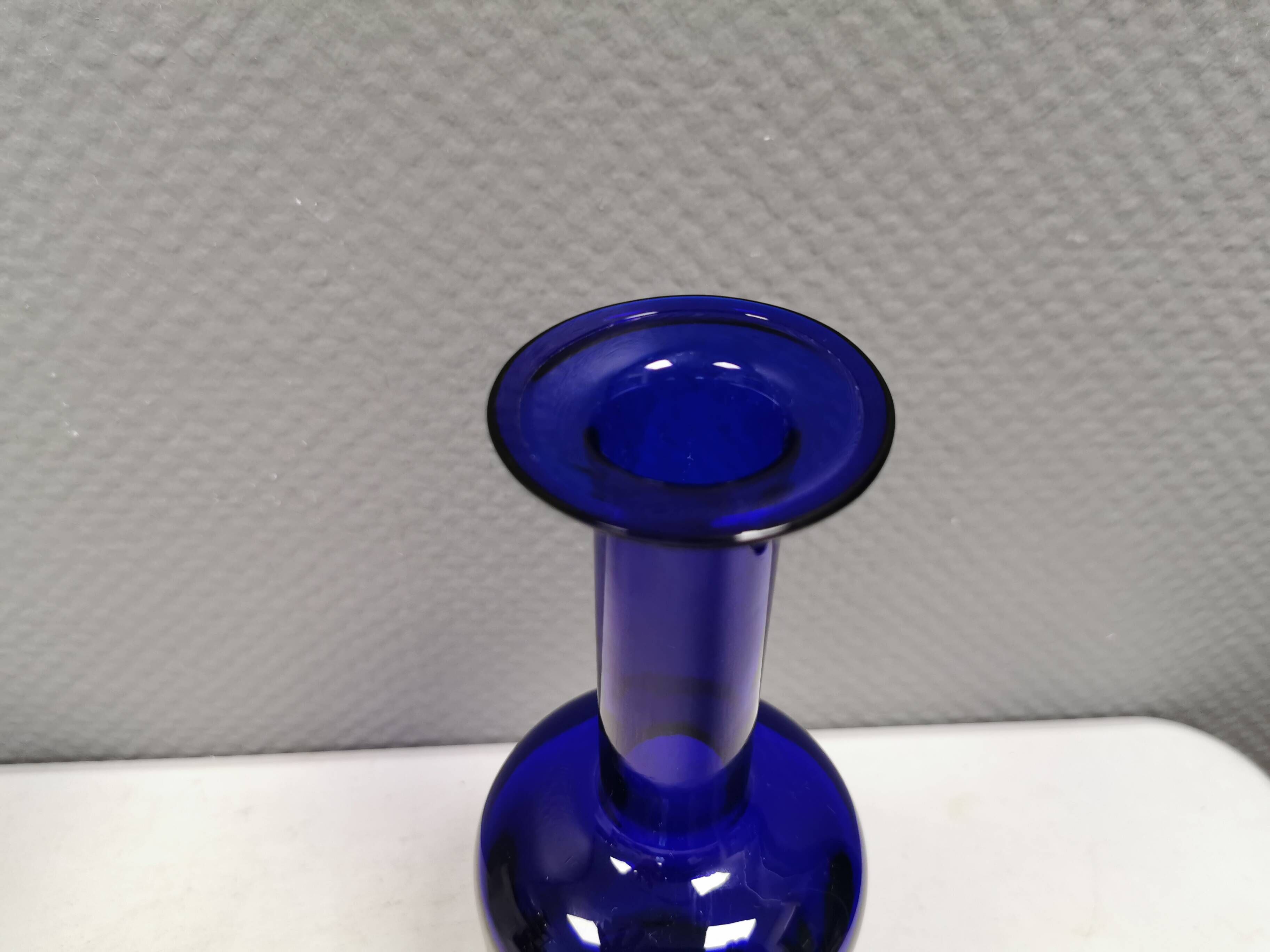 Huge blue glass vase by Otto Brauer for Holmegaard Denmark 1960s