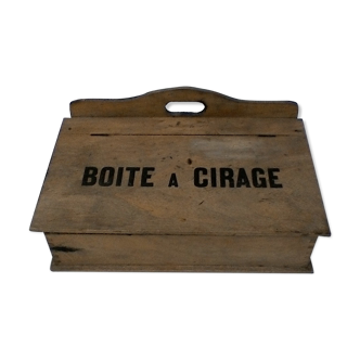 Boite à cirage en bois , vintage