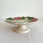 Antique compotier in slip decoration of chrysanthemums Onnaing late nineteenth
