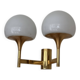 Golden metal wall light and opaline, 1970