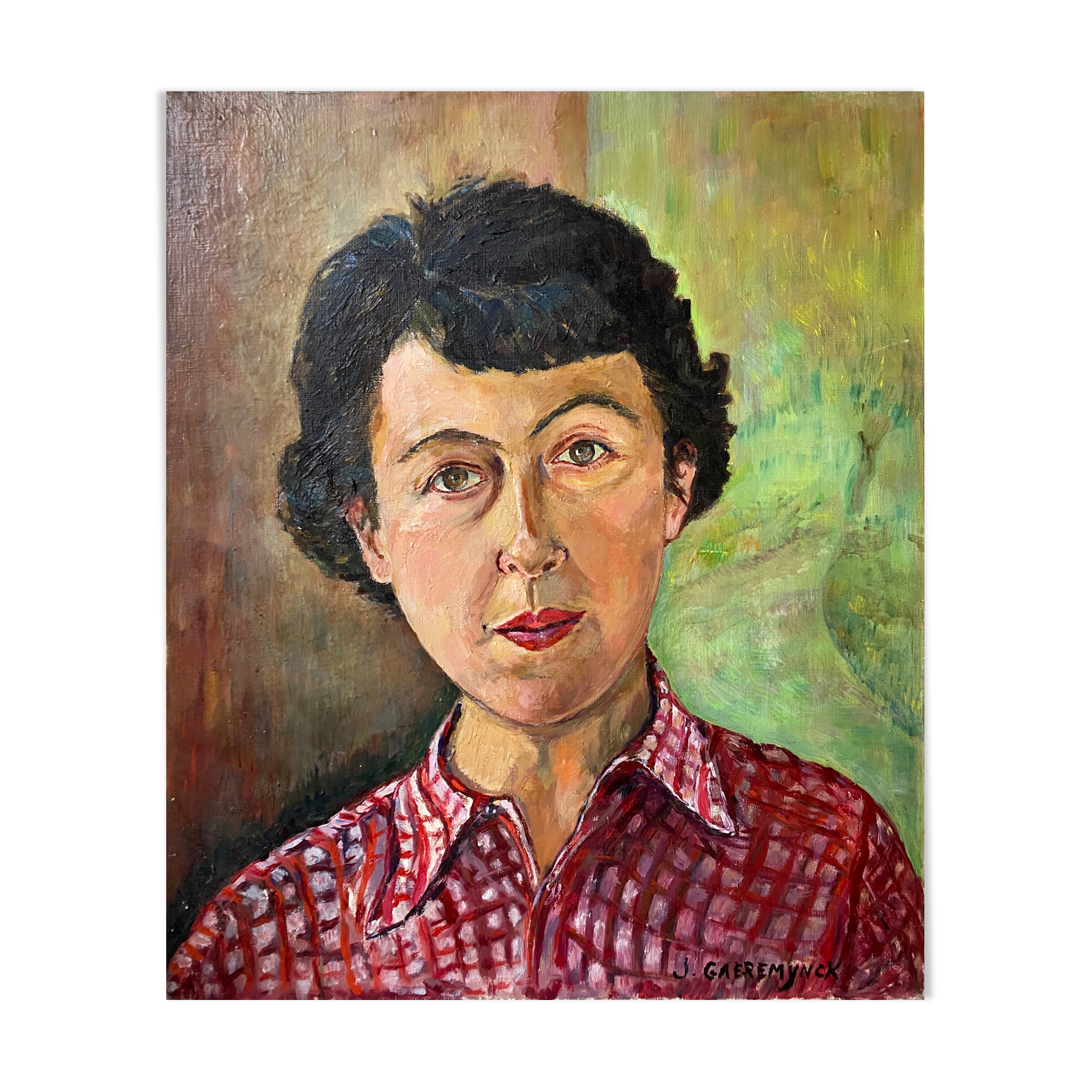 Painting "Self-portrait of the artist" J. Gaeremynck Salon artistes Français 1972