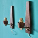 Pair of "Vitrika" rosewood wall sconces with turquoise shades. Denmark, 1960