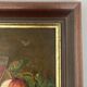 Oil panel monogram eg to identify still life fruits glass wine