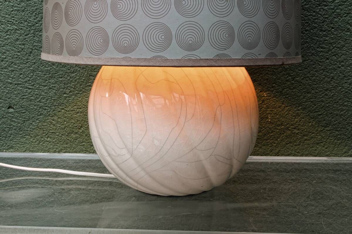 Twisted ball lamp in cracked ceramic, 1980s