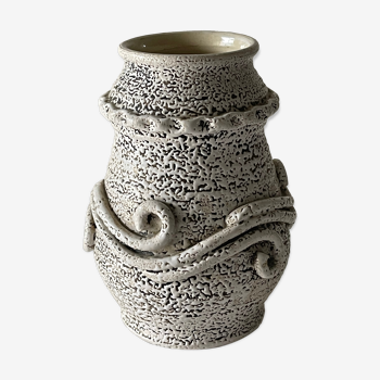 Art Deco crisp earthenware vase, Primavera, Cab, Besnard