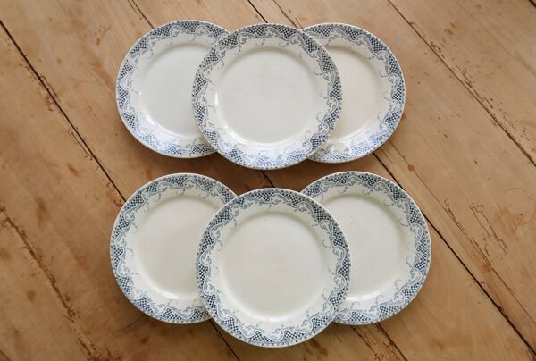 6 assiettes à dessert terre de fer Sarreguemines U&C modèle Luchon