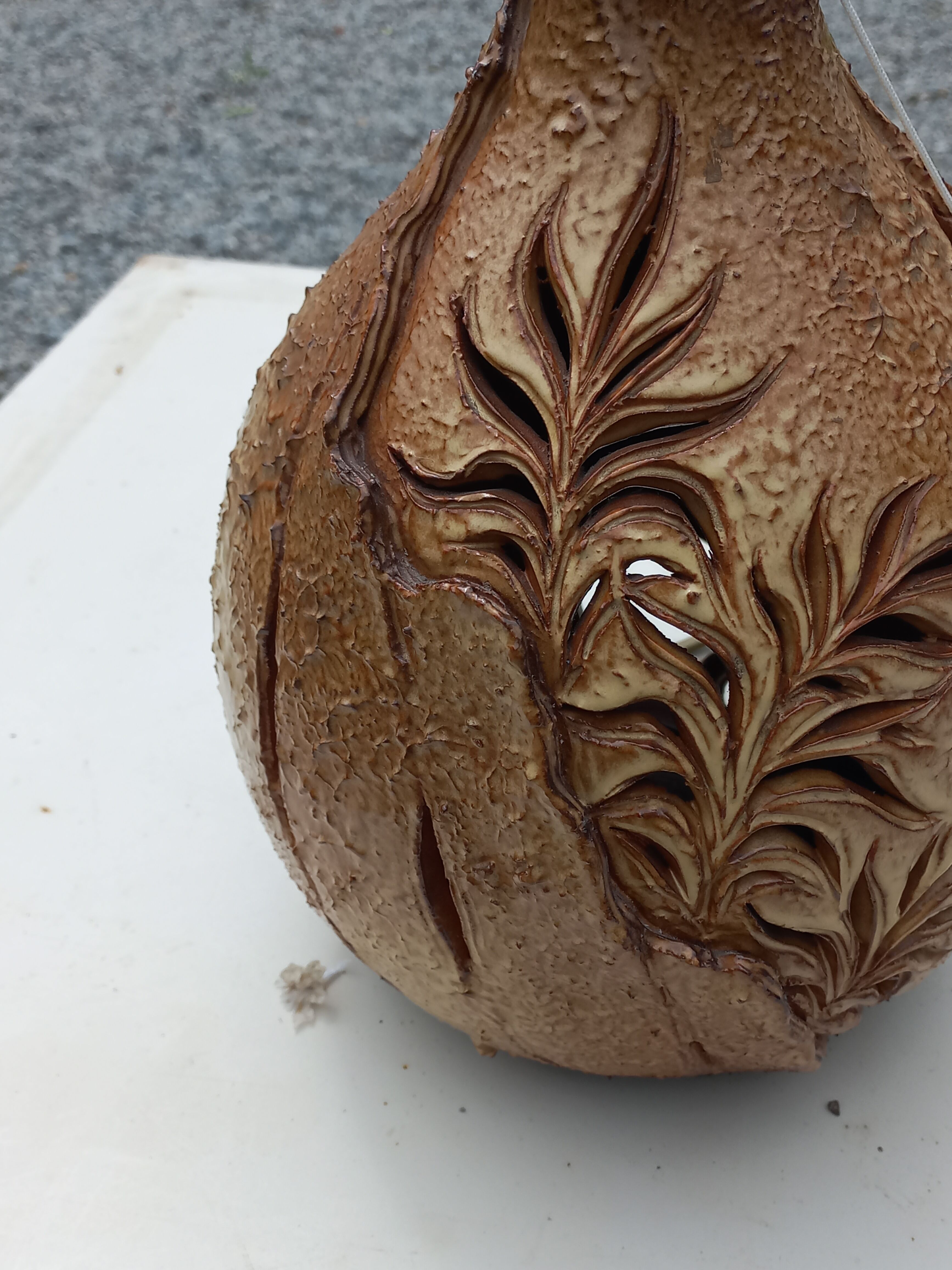 Ceramic lamp by Vallauris Fonck and Matéo lampshade of origin