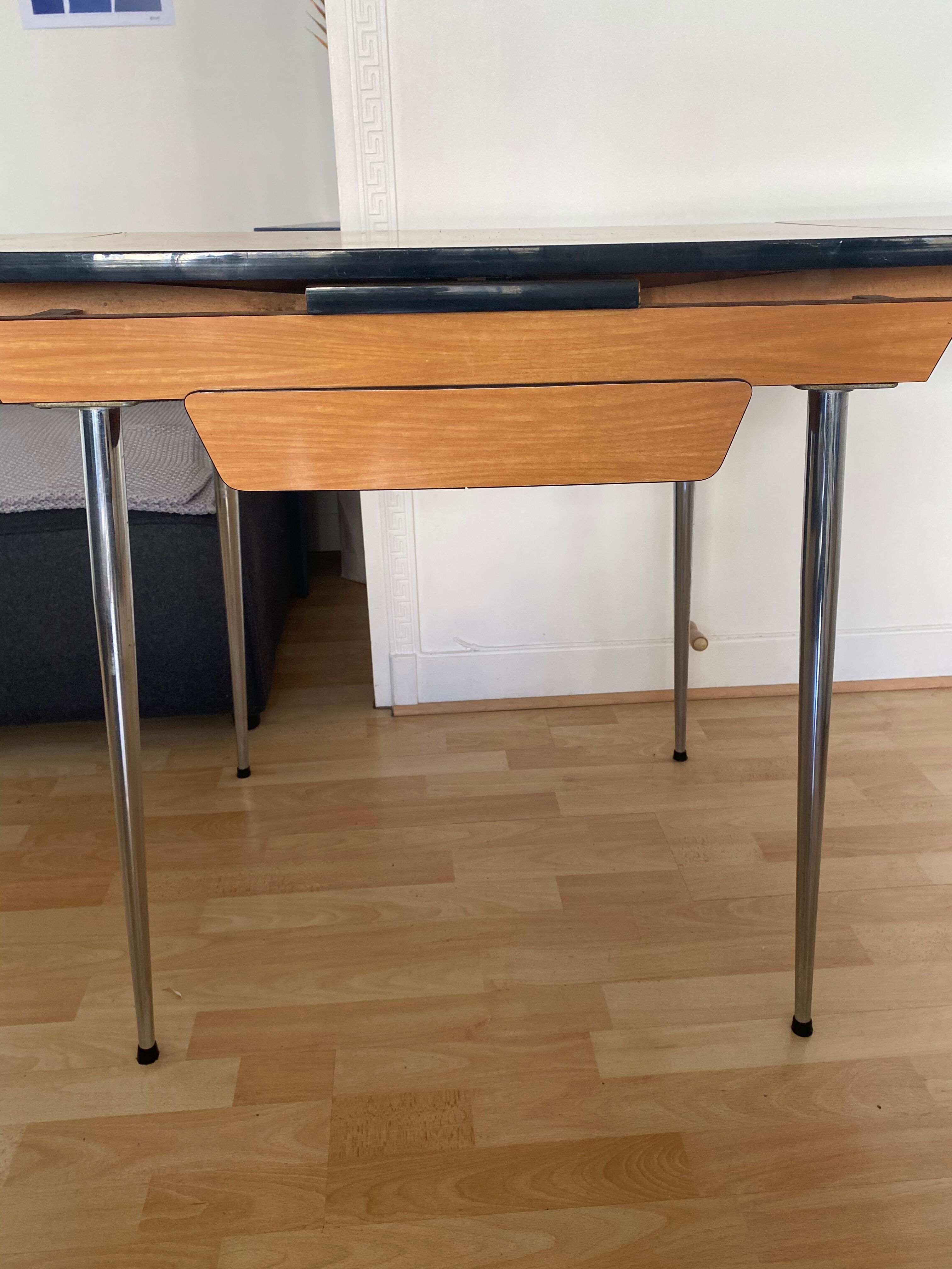 Formica table with extension cords