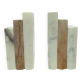 Pair of bookends, Art Deco, ivory white marble, Germany, 1930s.