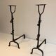 Pair of wrought iron landiers. french work ,seventeenth century