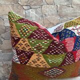 Housse de coussin kilim berbère vintage, coussin en laine marocaine