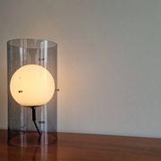 Model D-2045 Cylindrical table lamp with globe for Raak Amsterdam, The Netherlands 1960's