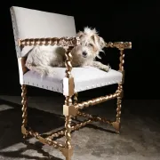 Gold and grey château armchair