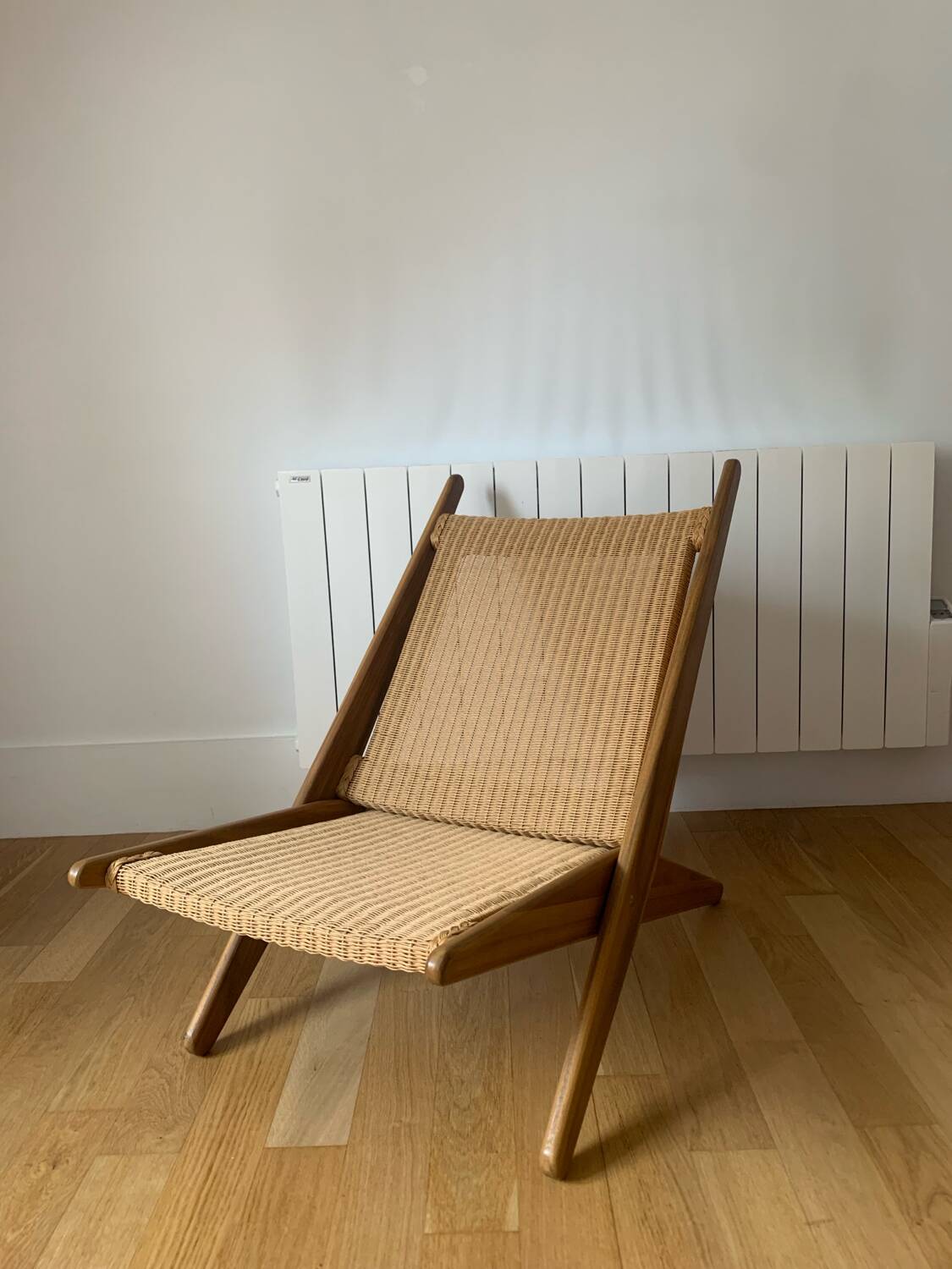 Scandinavian style wooden deckchair