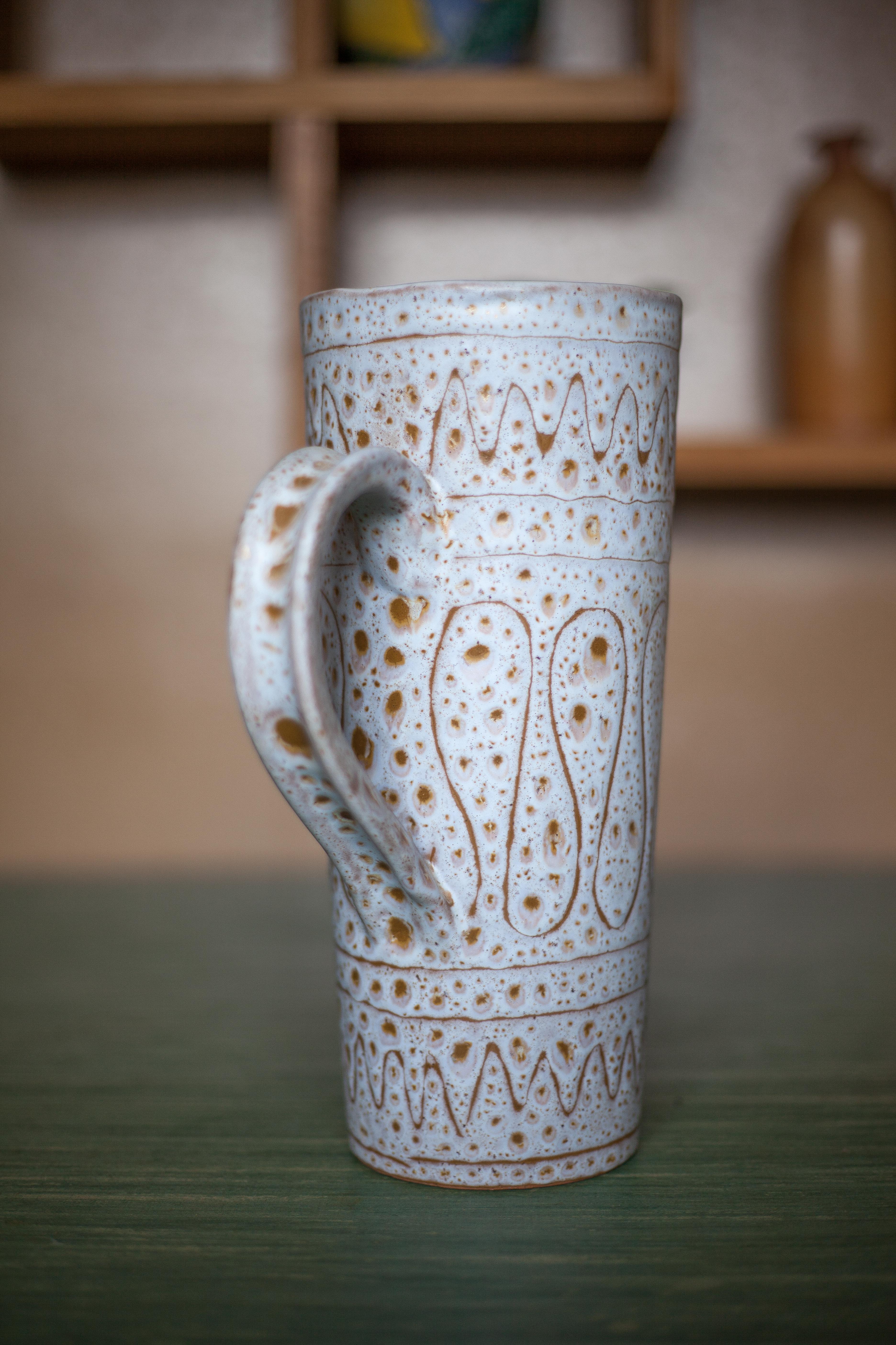 Vintage pitcher, Vallauris ceramic pitcher signed by Jean Austruy, large pitcher, vase, collection