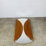Scandinavian round triptych mirror, teak frame, 1960s.