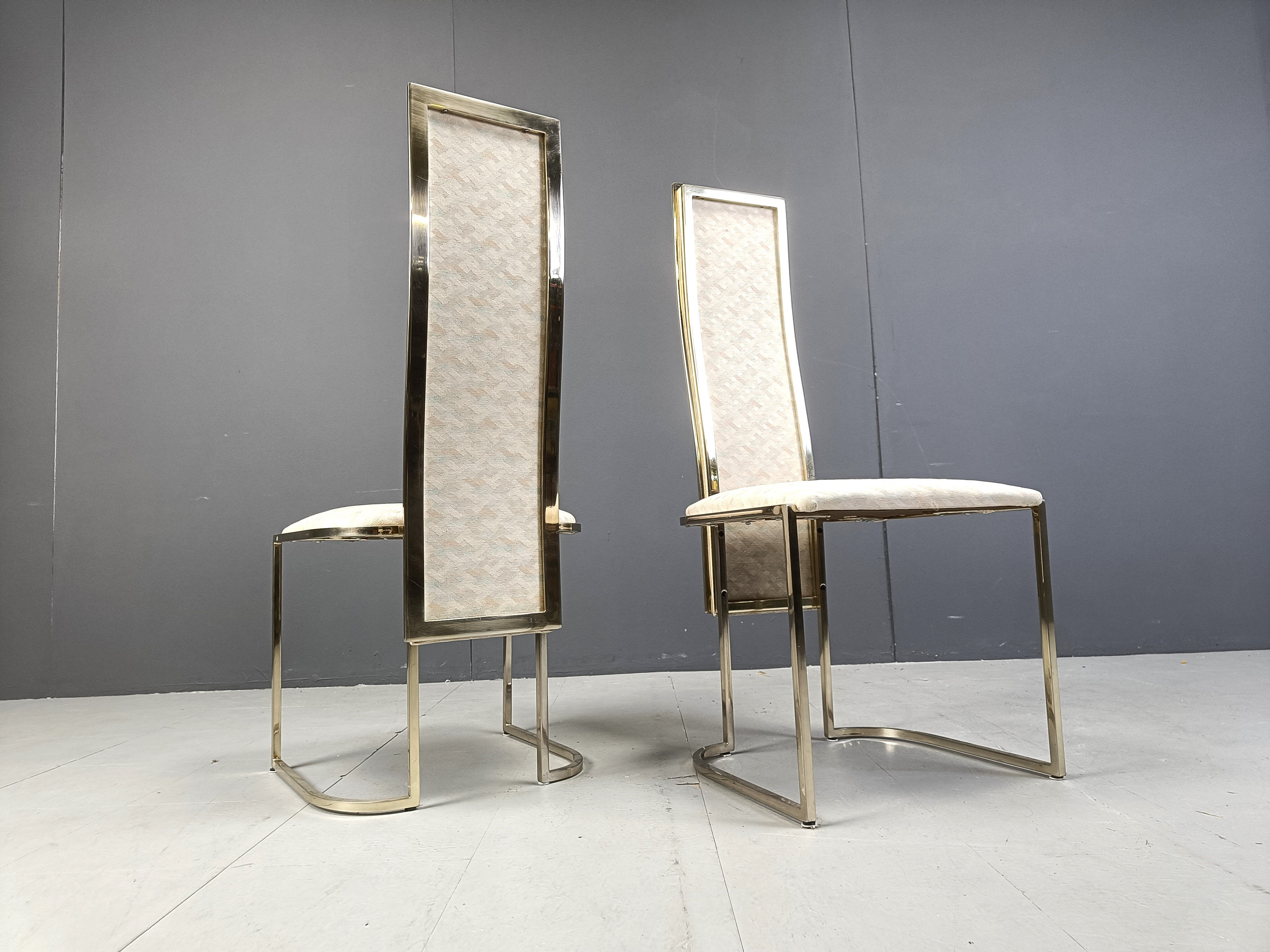 Vintage brass dining chairs by Belgo Chrom, 1970s - set of 8